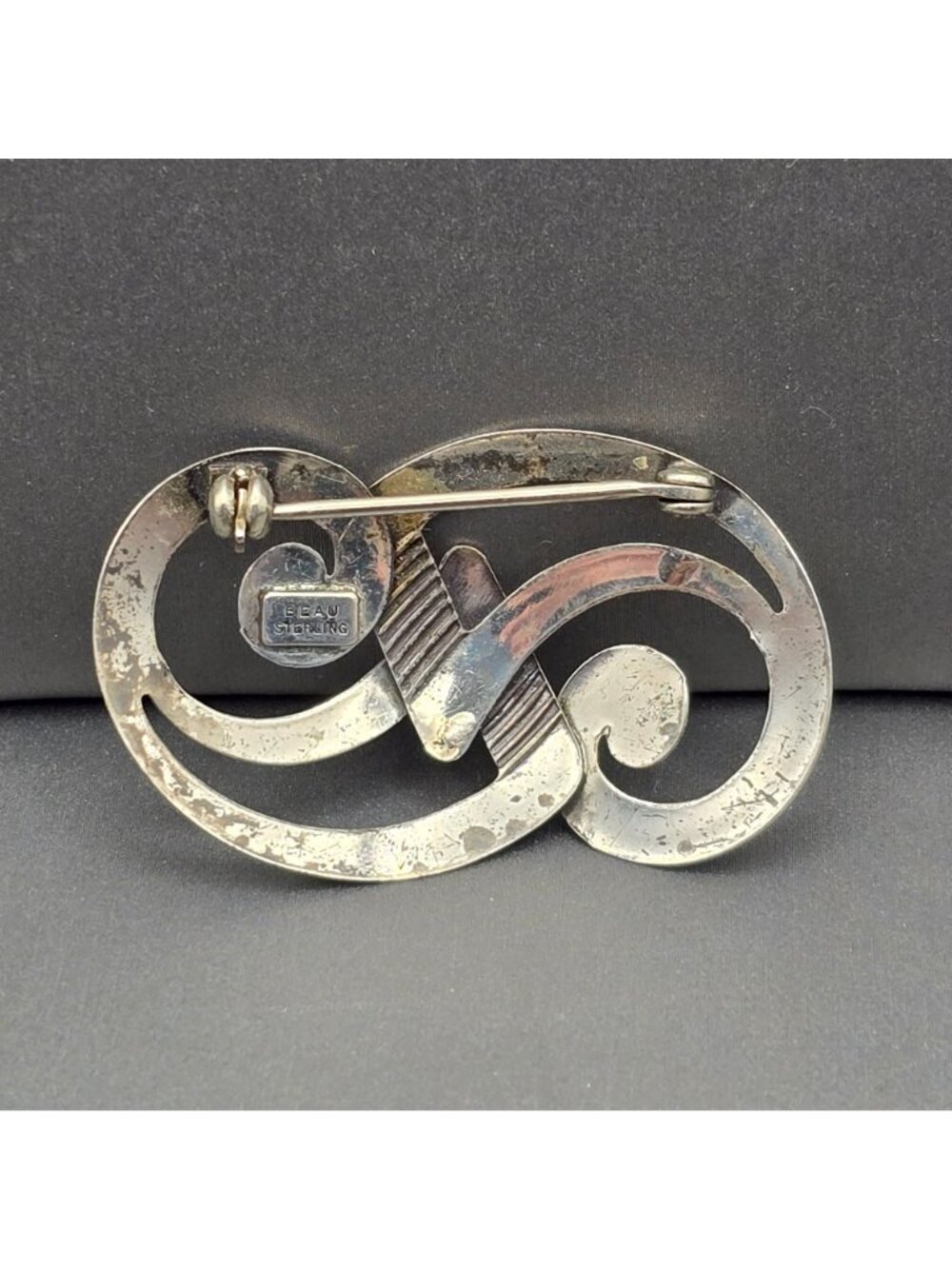 Vintage Beau Sterling Swirl Brooch Mid Century Modern Pin Sculptural Jewelry - Picture 2 of 8